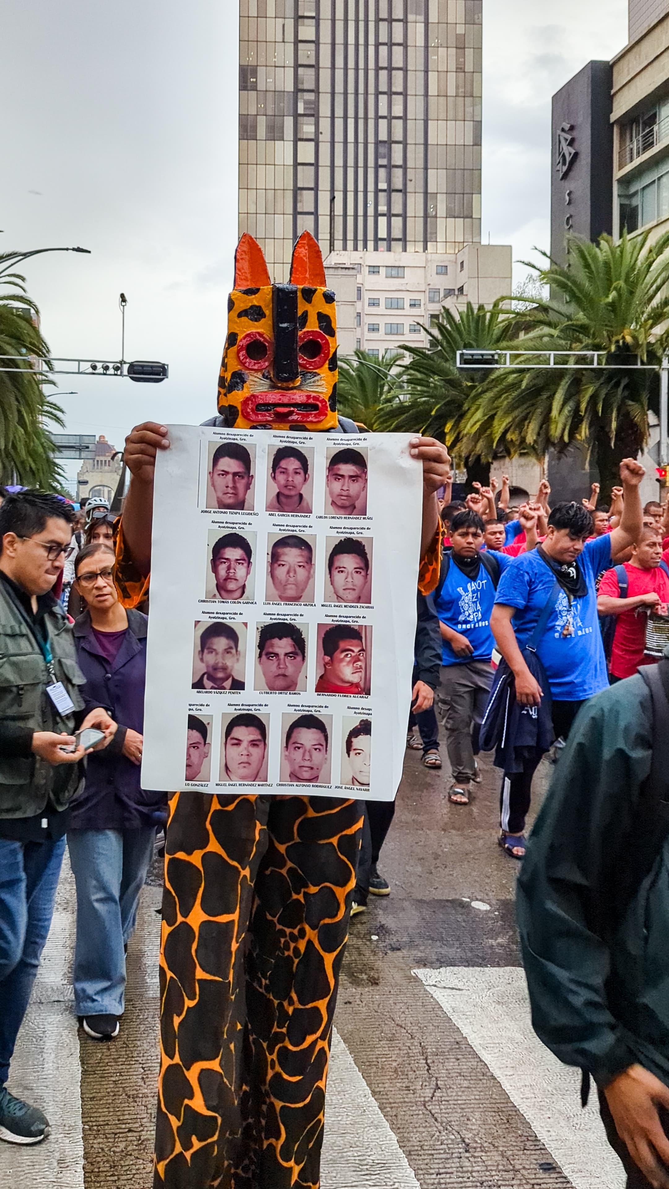 A 2025 march for the 43 disappeared Ayotzinapa students