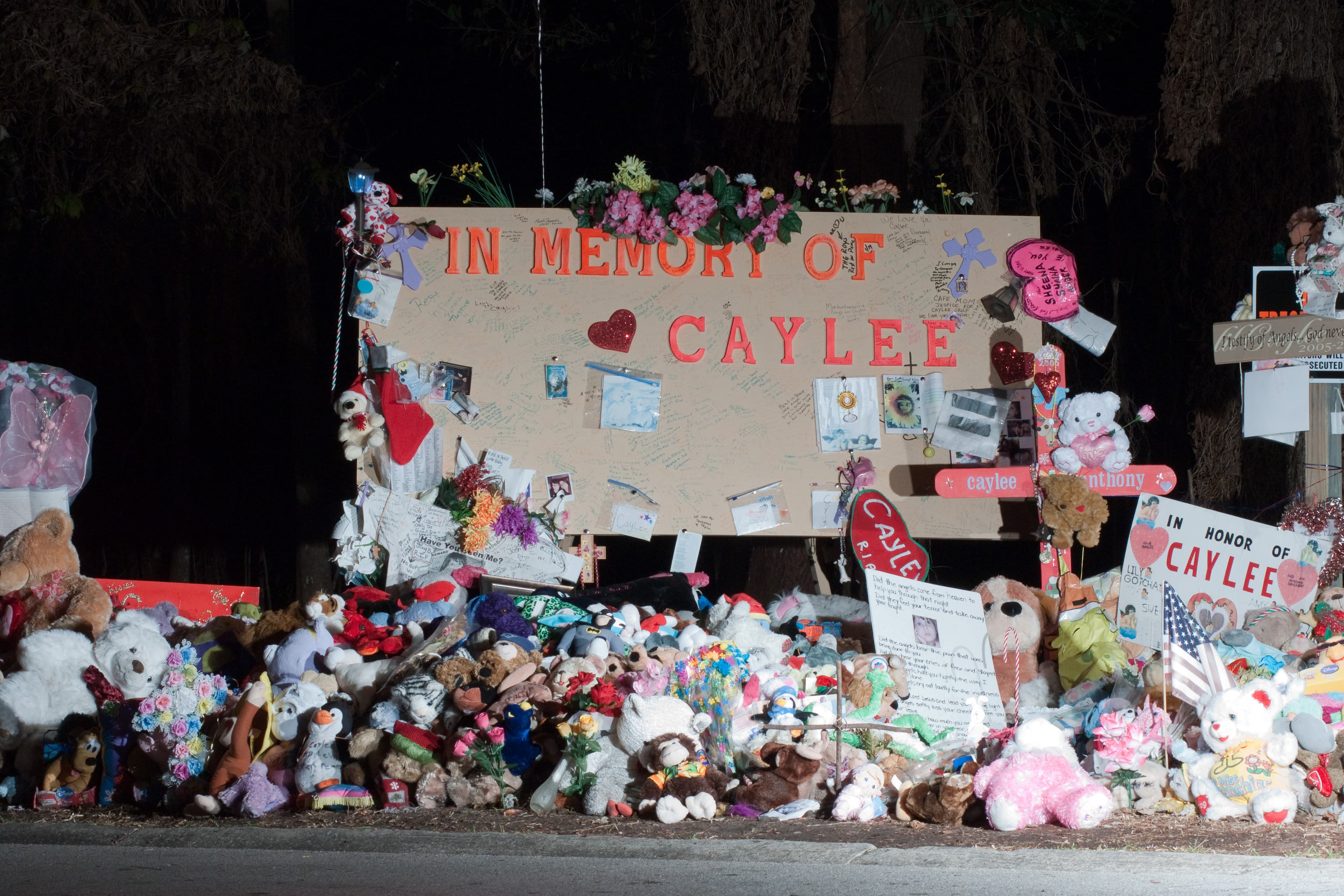 A Portion of the memorial for Caylee Anthony near where her body was found.