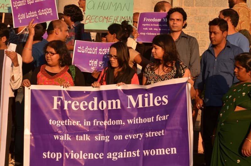 A public protest following the 2012 Delhi gang rape and murder