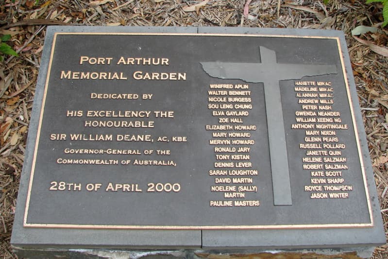 The memorial to victims of the Port Arthur massacre
